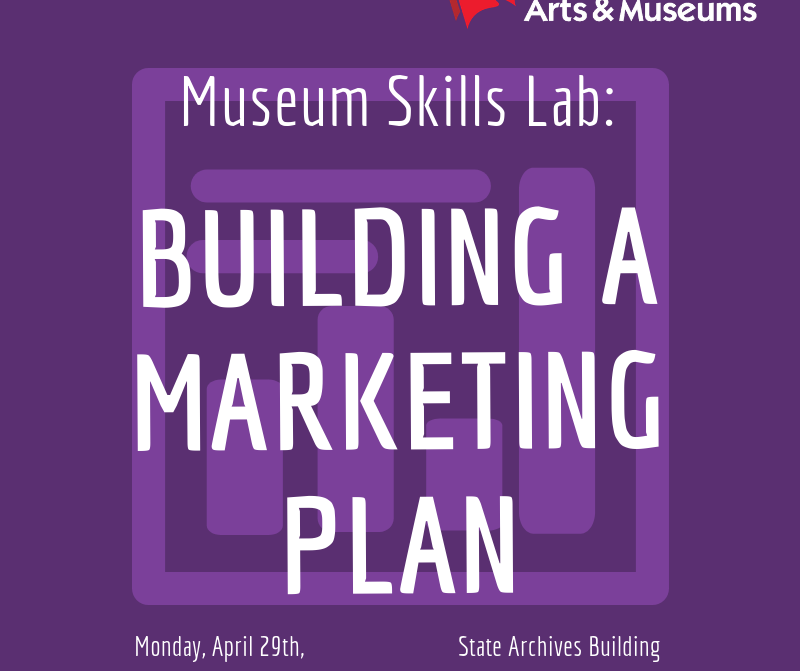 A graphic for a 2019 Museum Skills Lab: Building a Marketing Plan.