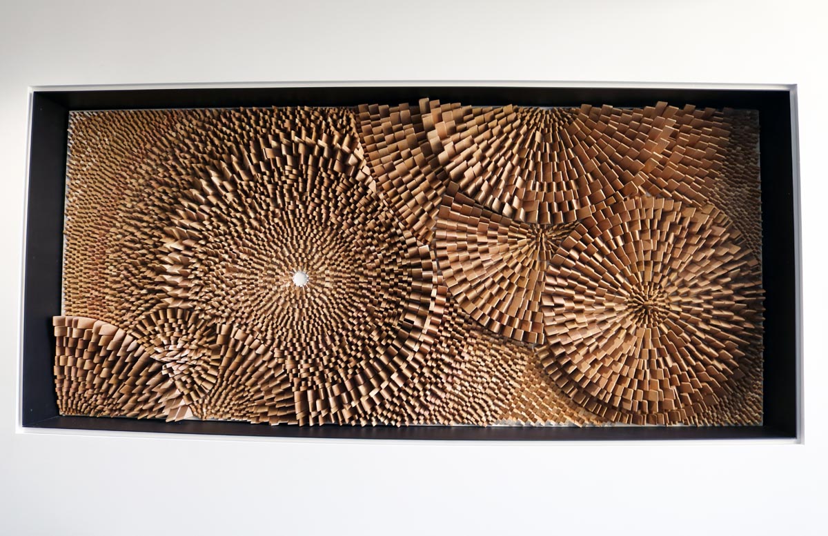 An intricate wood artwork.