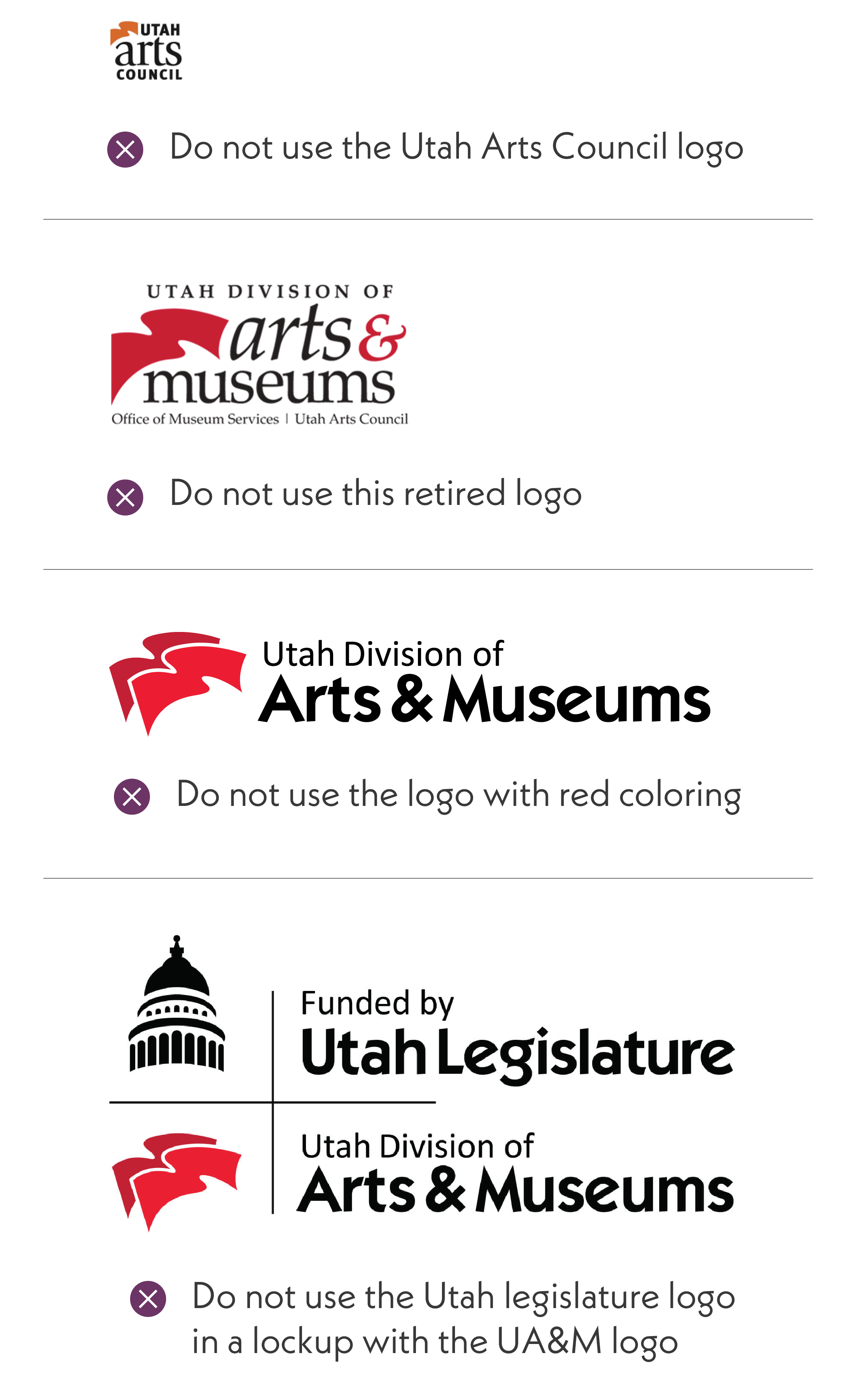 Diagram of retired Arts and Museums logos